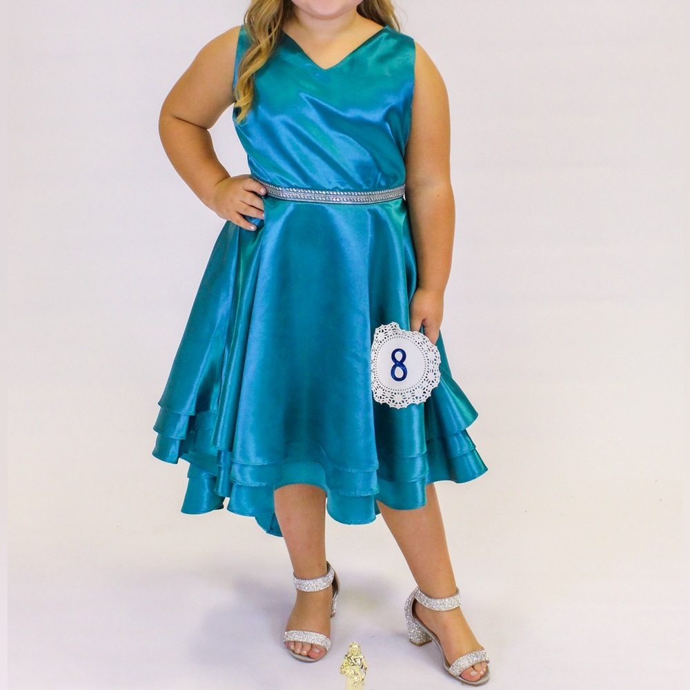 Teal Rare Editions Big Girls Sleeveless Fit + Flare Dress